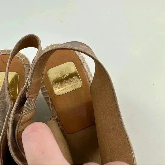Kanna womens espadrilles size 40 bronze leather wedges costal - Picture 12 of 14